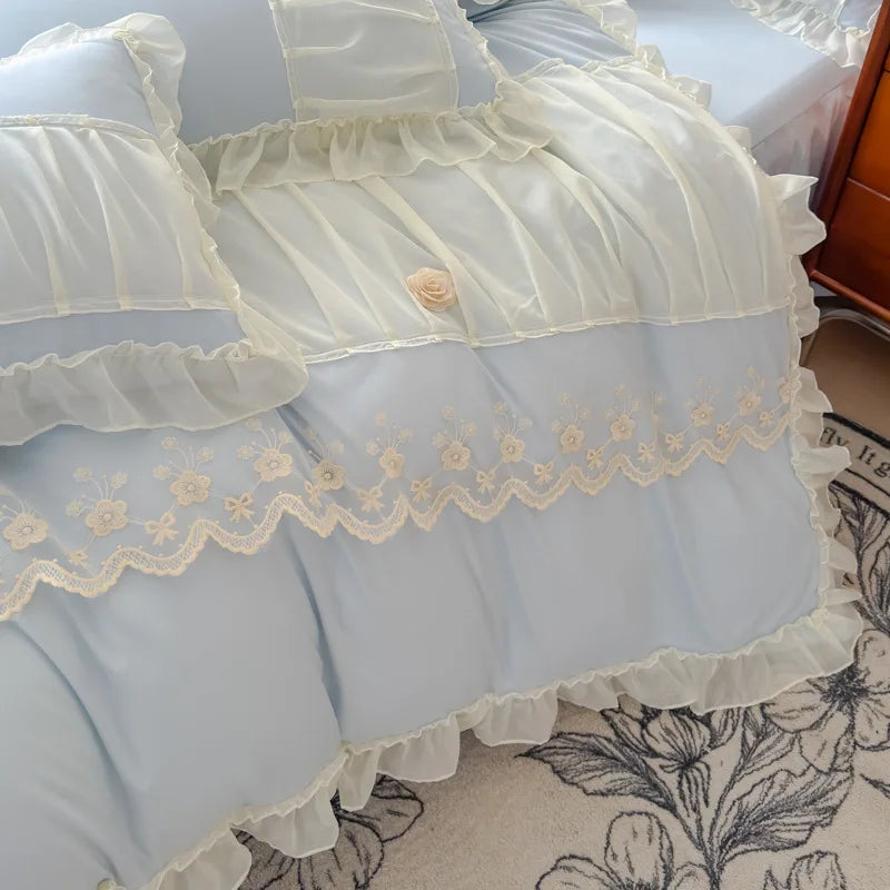 Afralia™ Lace Princess Bedding Set Twin Queen Bed All Seasons
