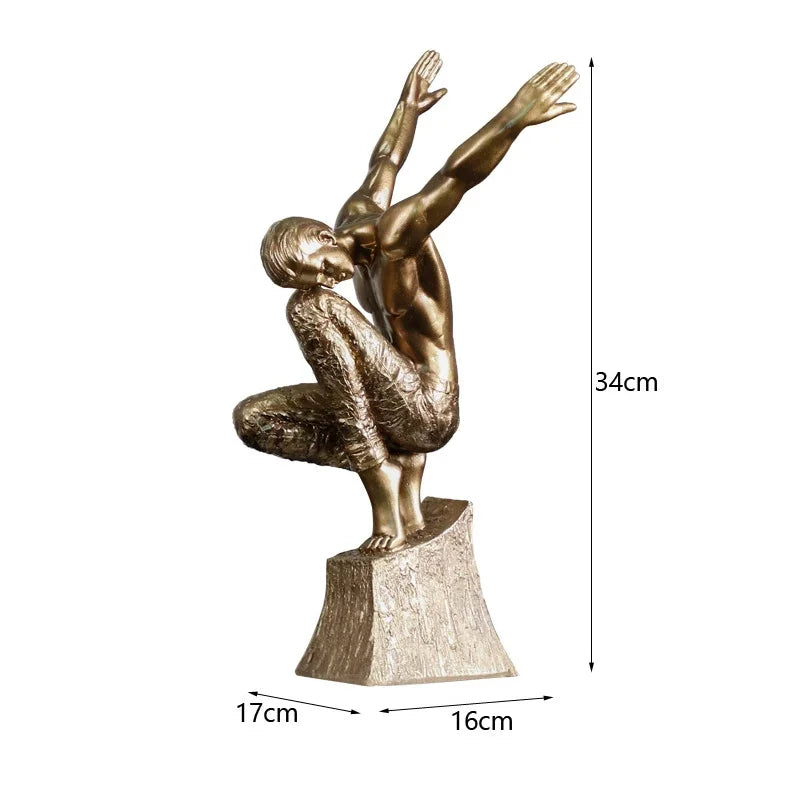 Afralia™ Golden Thinker Bodybuilder Resin Sculpture for Desk Decor and Room Aesthetics