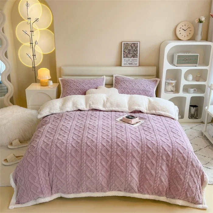 Afralia™ Velvet Fleece Geometric Blanket Cover | Double Sided Jacquard | All Season Blanket