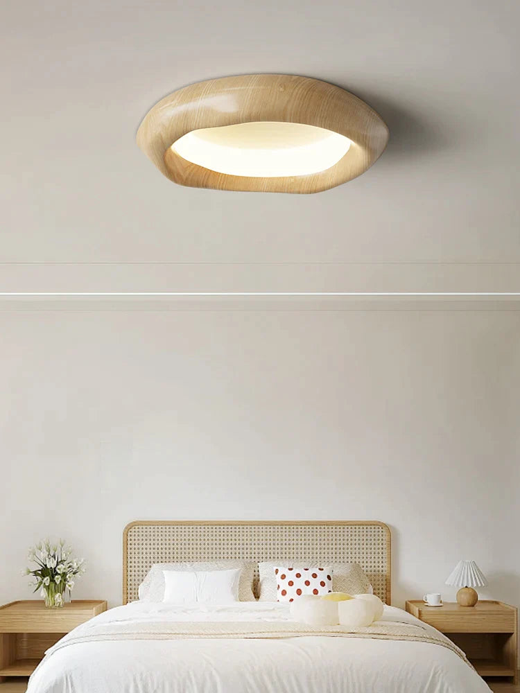 Afralia™ Walnut Log Style Ceiling Lamp: Full Spectrum Minimalist Study Bedroom Light