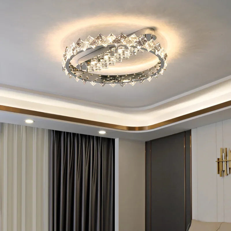 Afralia™ Crystal Ceiling Light: Modern LED Warmth for Living Room & Bedroom