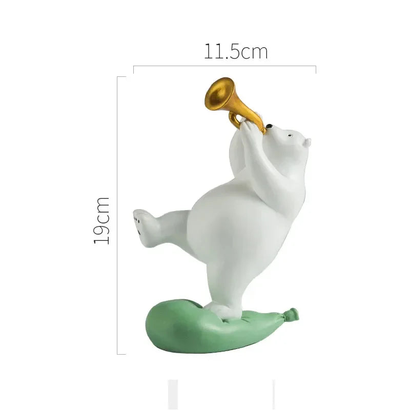 Afralia™ Polar Bears Music Band Figurines Desk Decor Resin Sculpture - Lovely Animal Musicians