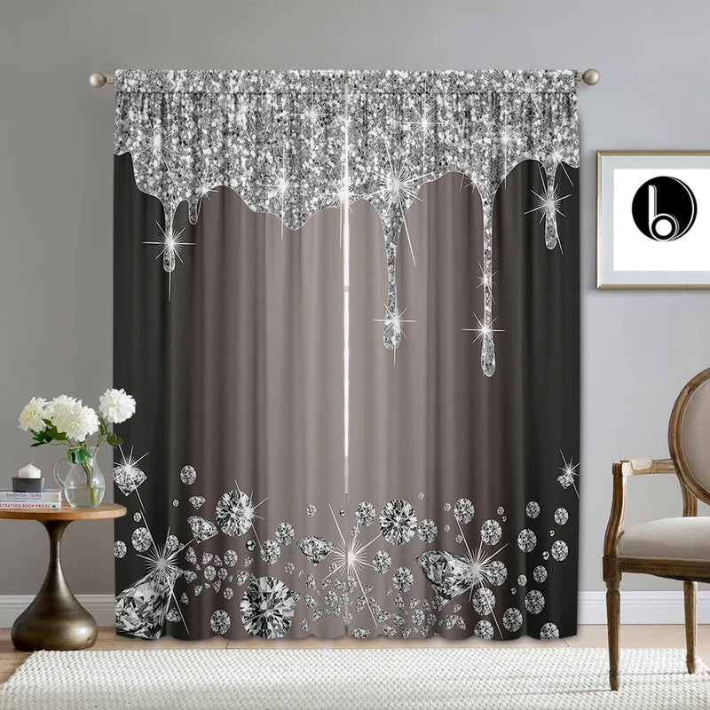 Afralia™ Solid Diamond Rod Pocket Curtains for Home Decoration