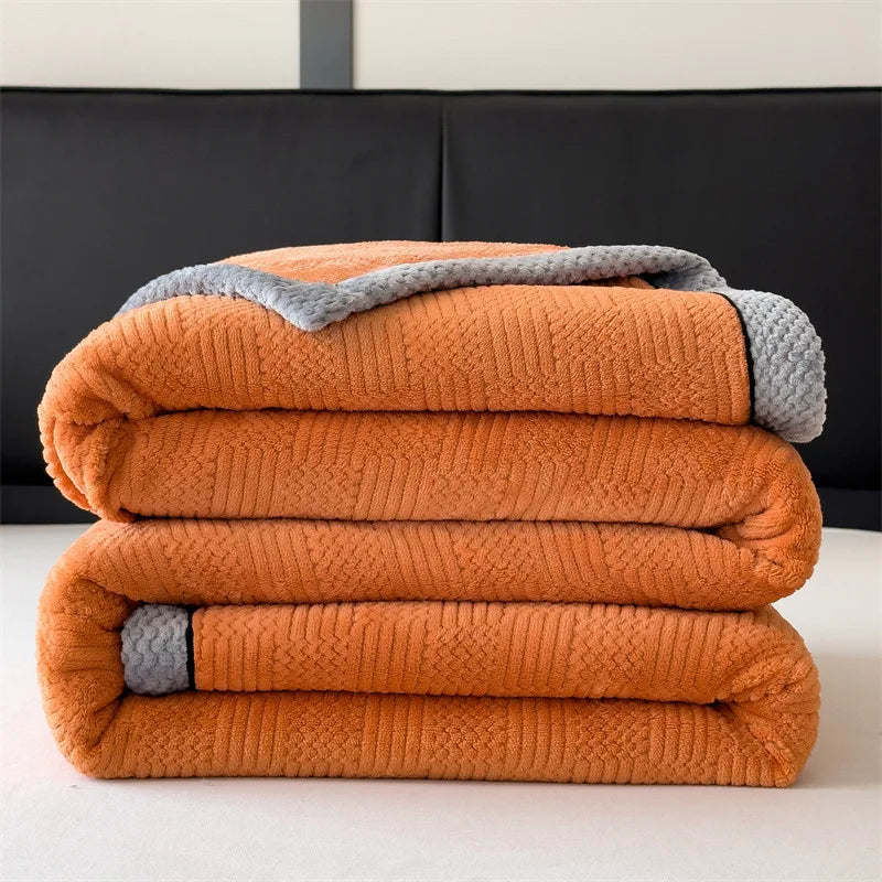 Afralia™ Carved Velvet Blanket: Soft, Warm Sofa Throw for Autumn & Winter