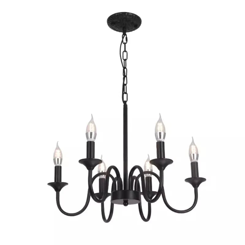 Afralia™ Rustic Iron Candle Chandelier Pendant for Kitchen Living Dining Room Bar Home