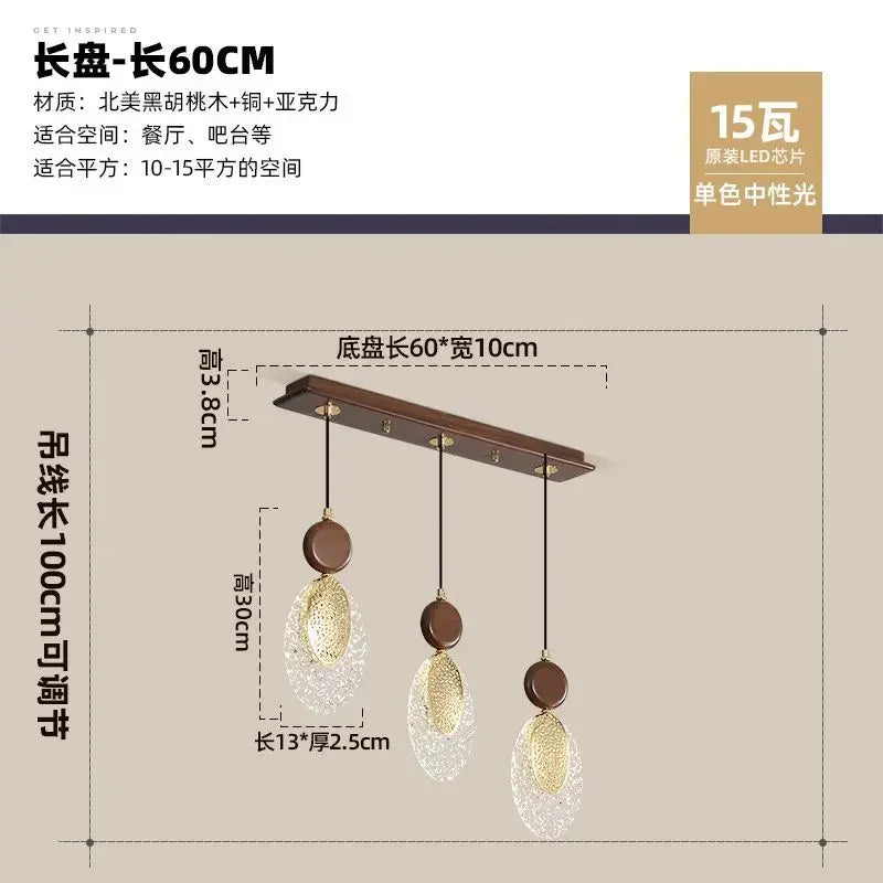 Afralia™ Vintage Chinese Walnut Wood Chandelier | Luxe Tea Room Pendant Light