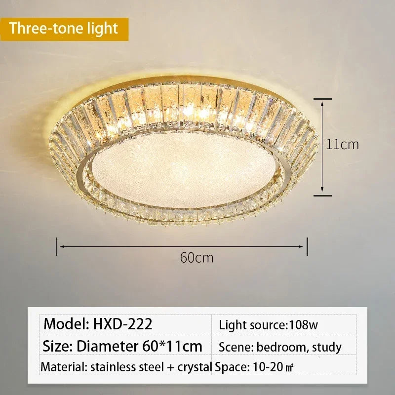Afralia™ Gold Crystal Glass LED Ceiling Light for Dining Living Room