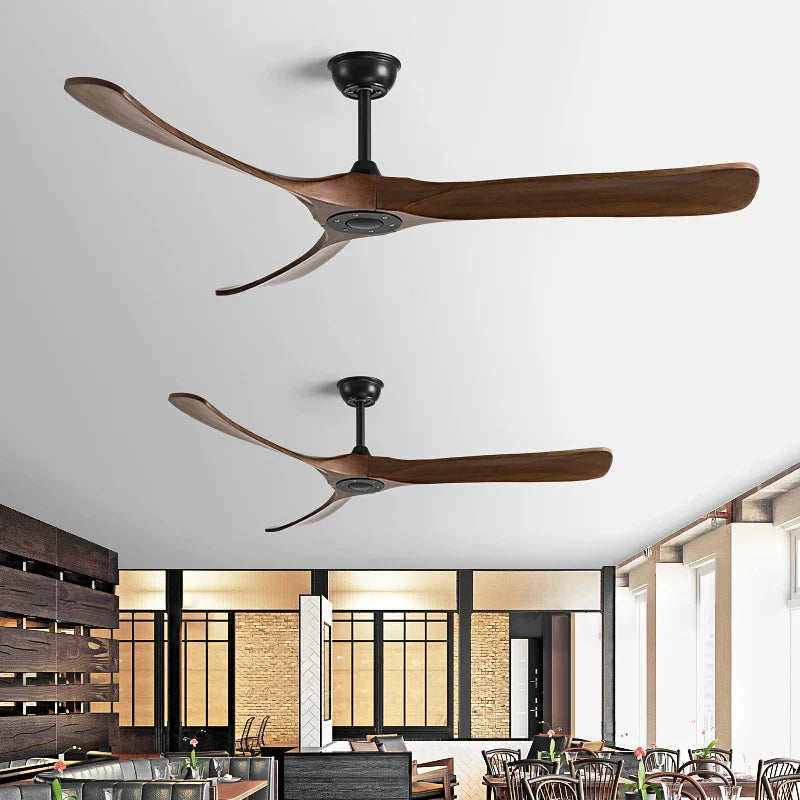 Afralia™ 70" Black American Modern Wooden Blade Ceiling Fan for Indoor Restaurant