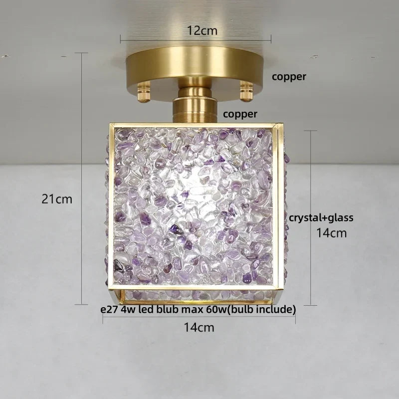 Afralia™ Copper Glass LED Ceiling Light - Luxury Crystal Modern Fixture