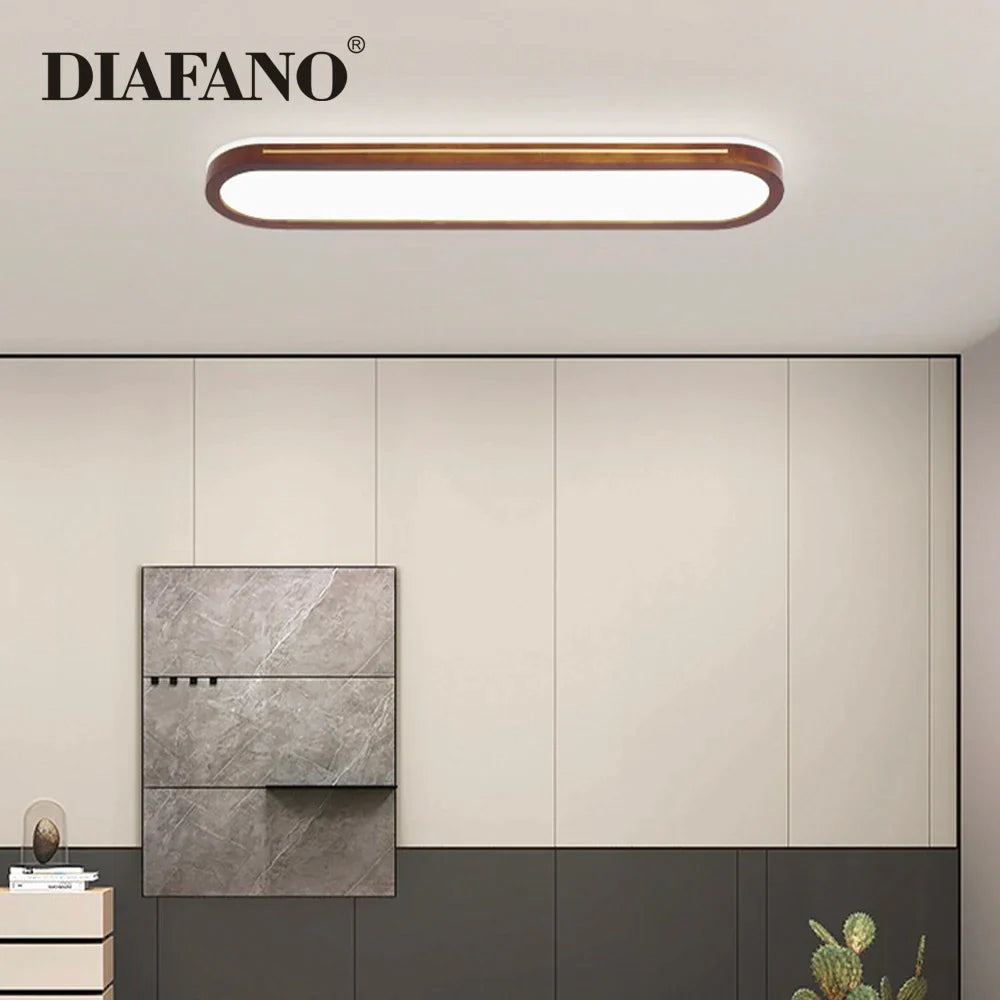 Afralia™ Wood LED Ceiling Lamp | Decorative Solid Wood & Acrylic Panels