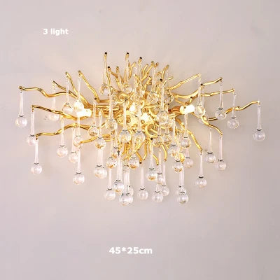 Afralia™ Golden Metal Luxury Crystal Chandelier Lighting Branch Tree for Home Décor