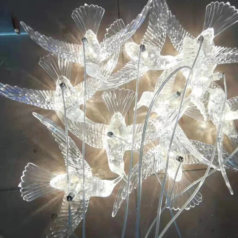 Afralia™ Acrylic Flying Birds LED Lamp for Wedding Party Stage Décor