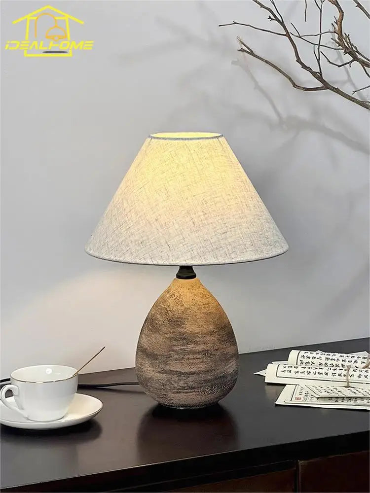 Afralia™ Ceramic Jar LED Table Lamp for Zen Art Decor in Living Room