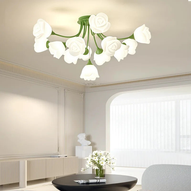 Afralia™ White Flower Ceiling Light: Modern, Chic, Ideal for Living Room, Bedroom, Dining Room