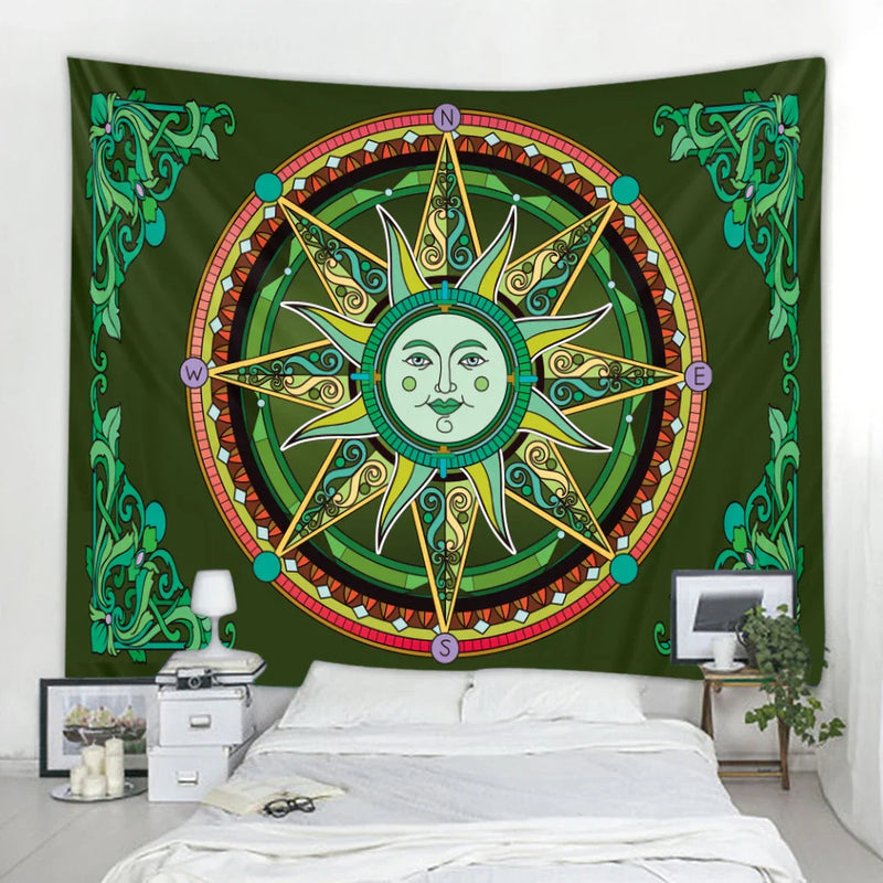 Afralia™ Mystic Symbol Mandala Tapestry for Bohemian Tarot Room Wall Decor