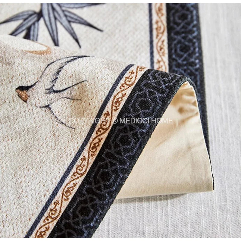 Afralia™ Bamboo Leaf Swallow Print Table Runner for Chinoiserie Chic Farmhouse Decor