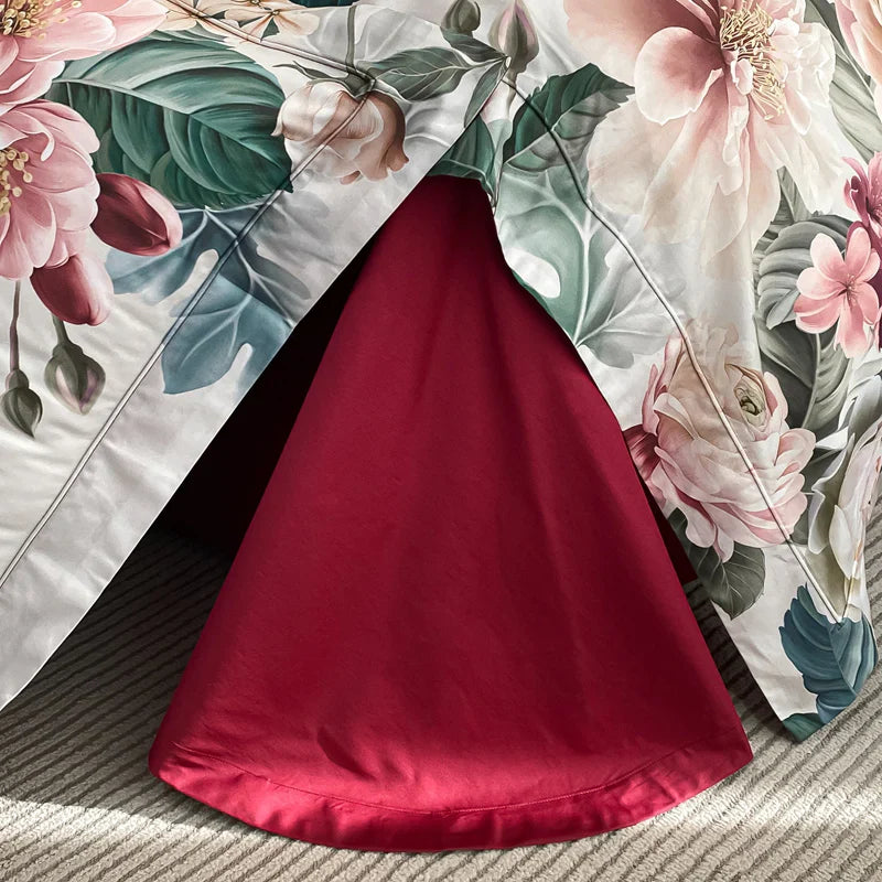 Afralia™ Egyptian Cotton Flower Bedding Set, Luxury 1000TC Duvet Cover, Sheets, Pillowcases