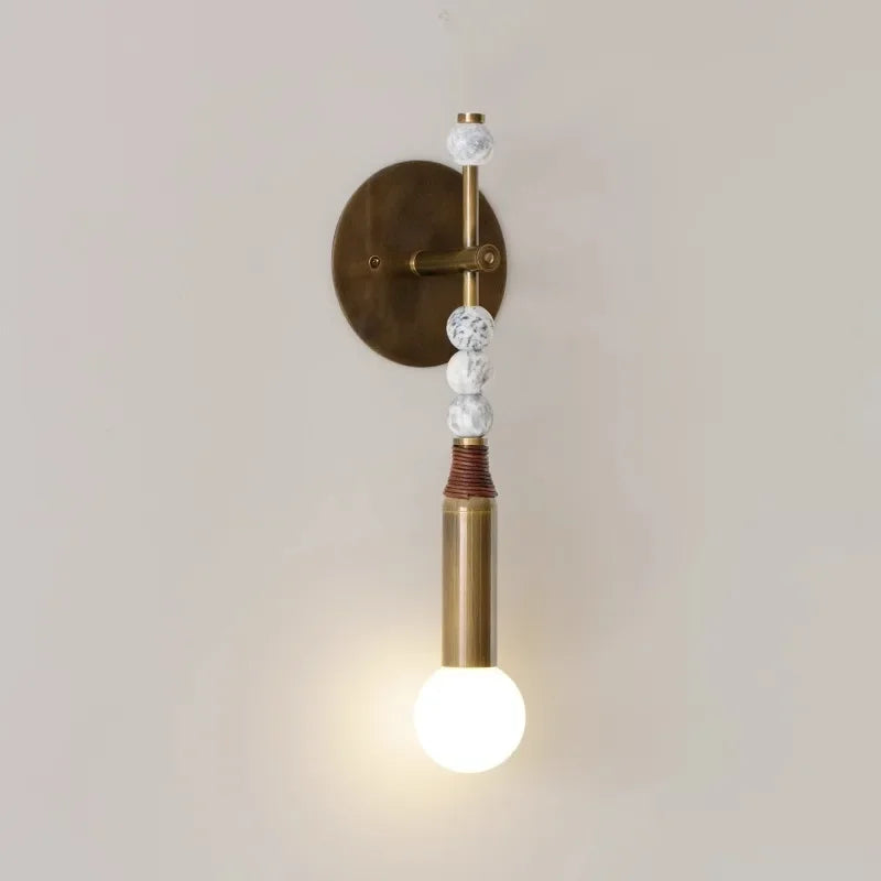 Afralia™ Elegant Marble Copper Wall Lamp for Living Room, Study, Hotel, Restaurant