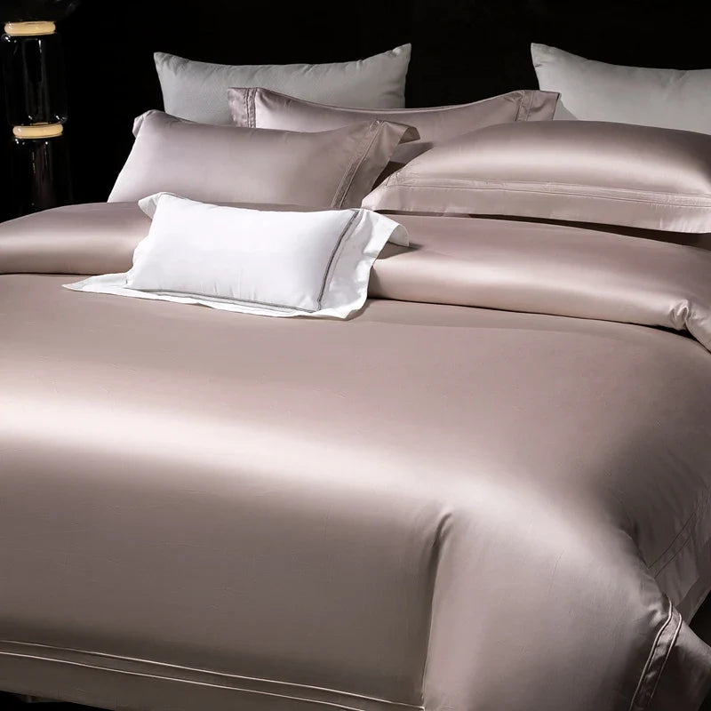 Afralia™ Satin 1400TC Egyptian Cotton Bedding Set - Duvet Cover, Bed Sheet, Fitted Sheet, Pillowcases