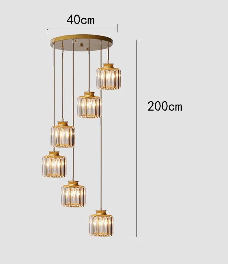Afralia™ Crystal Staircase Pendant Lamp: Modern Luxury Interior Decoration Lighting for Home & Hotel.