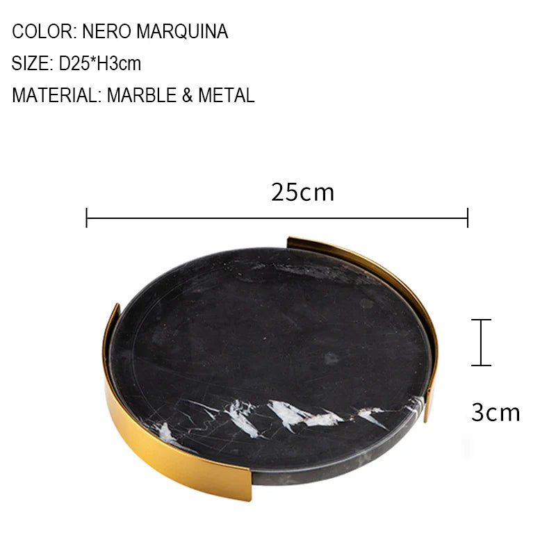 Afralia™ Marble Tray with Golden Metal Pallet for Bathroom Luxury Storage