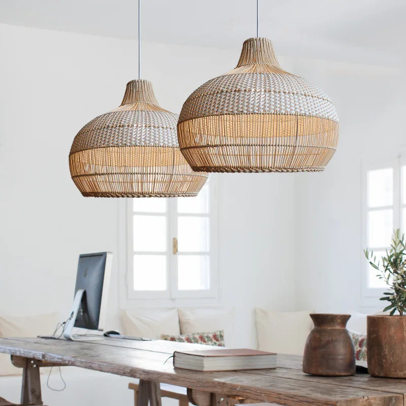 Afralia™ Rattan Chandelier: Handmade Nordic & Retro Lighting for Japanese Restaurant & Tea Room