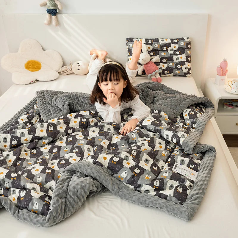 Afralia™ Cotton Floral Double Quilt | Retro Soothe Doudou Bedding Blanket