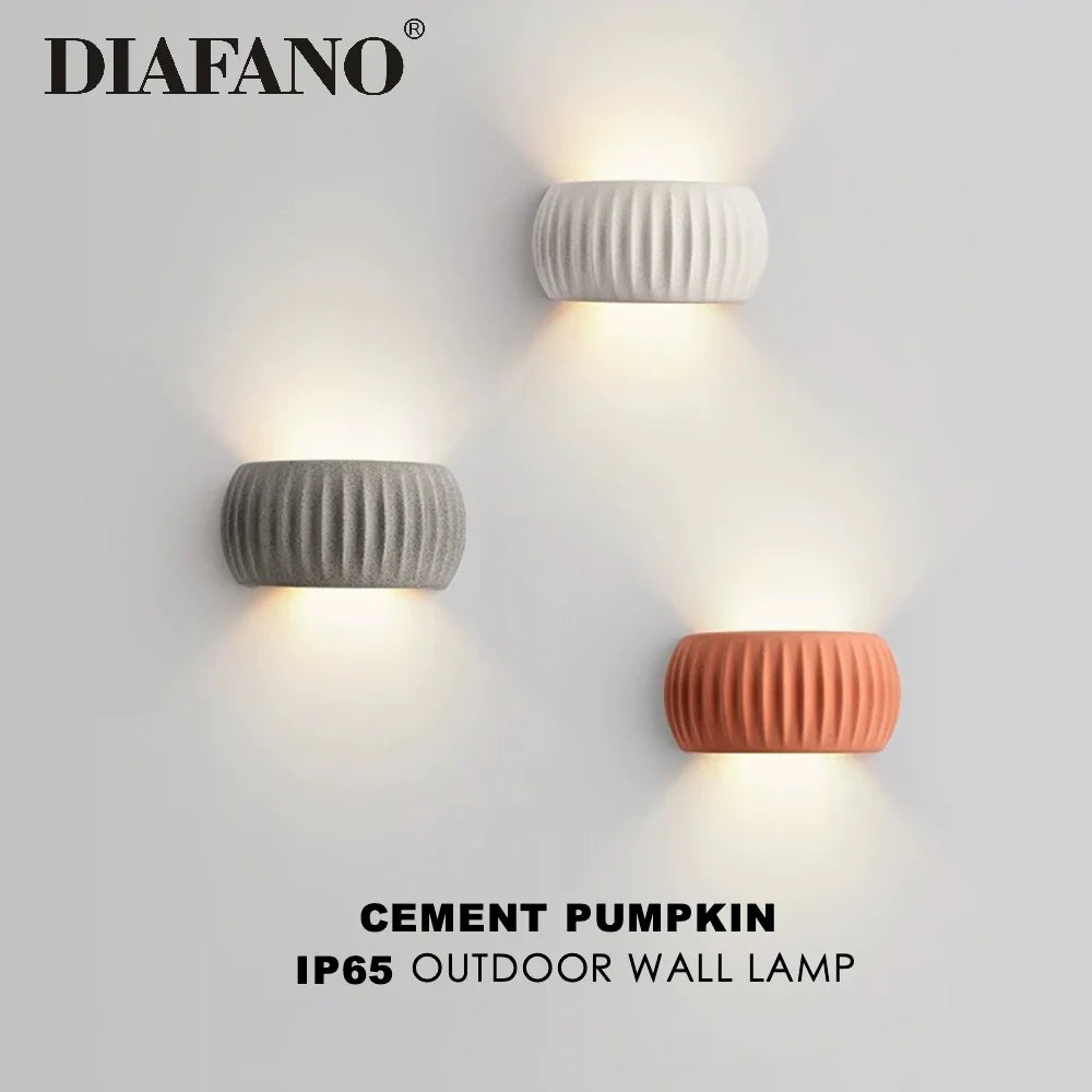 Afralia™ Pumpkin LED Wall Light in Cement Grey Finish for Outdoor Industrial Atmosphere