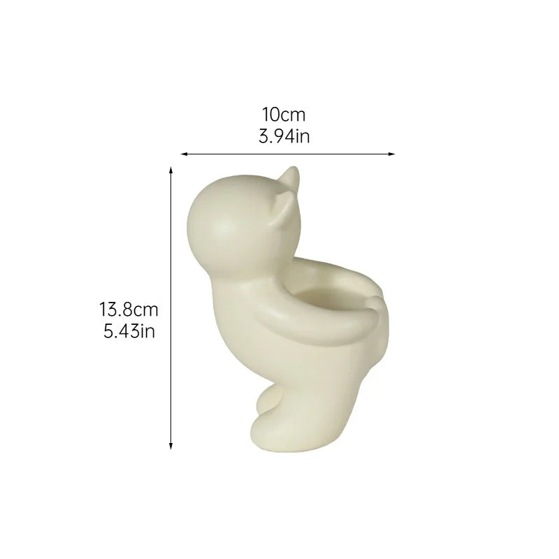 Afralia™ Yellow Yoga Cat Candle Holder Ceramic Aroma Diffuser Home Decoration