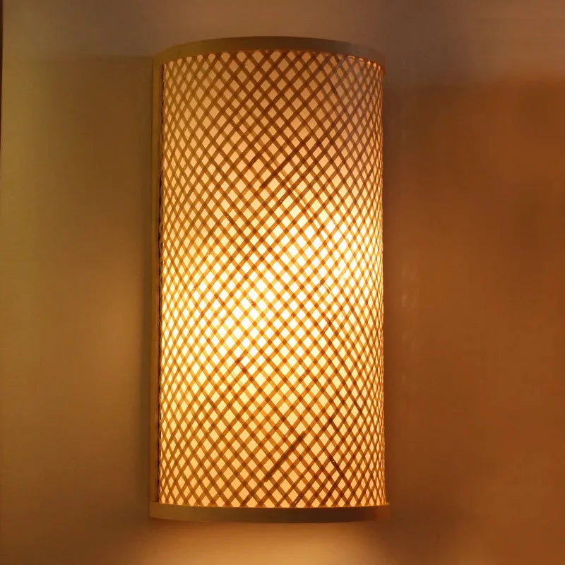 Afralia™ Bamboo Wall Lights: Retro Hand-woven Luminaire for Bedroom, Corridor, Hotel, Restaurant Decor