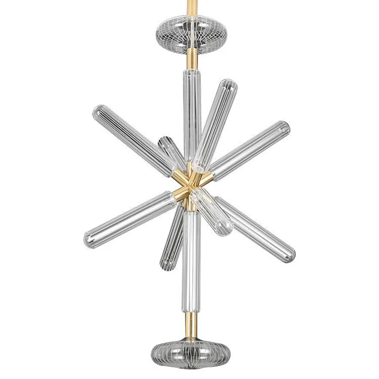 Afralia™ Snowflake Glass Chandelier Modern Carving Duplex Building Staircase Hanging Lamp