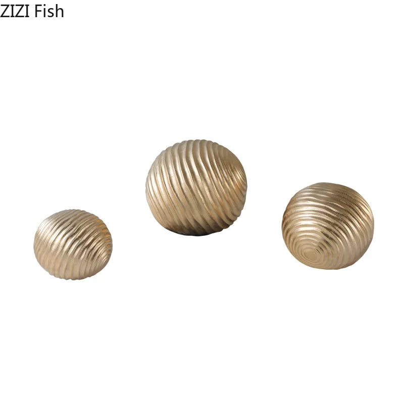Afralia™ Golden Wave Ball Desk Ornament, Abstract Art Sculpture for Room Aesthetics