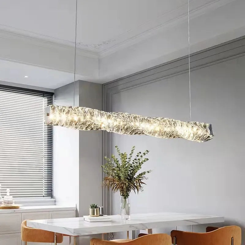 Afralia™ Modern Crystal Pendant Light Dimmable Remote Control Luxury Steel LED Lamp