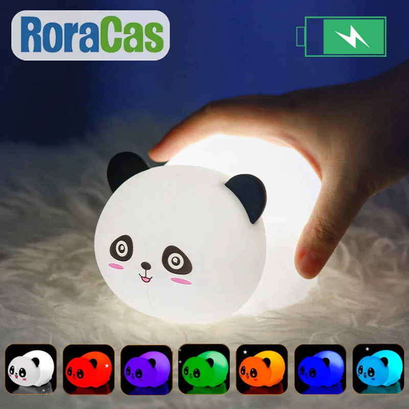 Afralia™ Panda LED Desk Lamp: Rechargeable, 7 Colors, Nursery Night Light