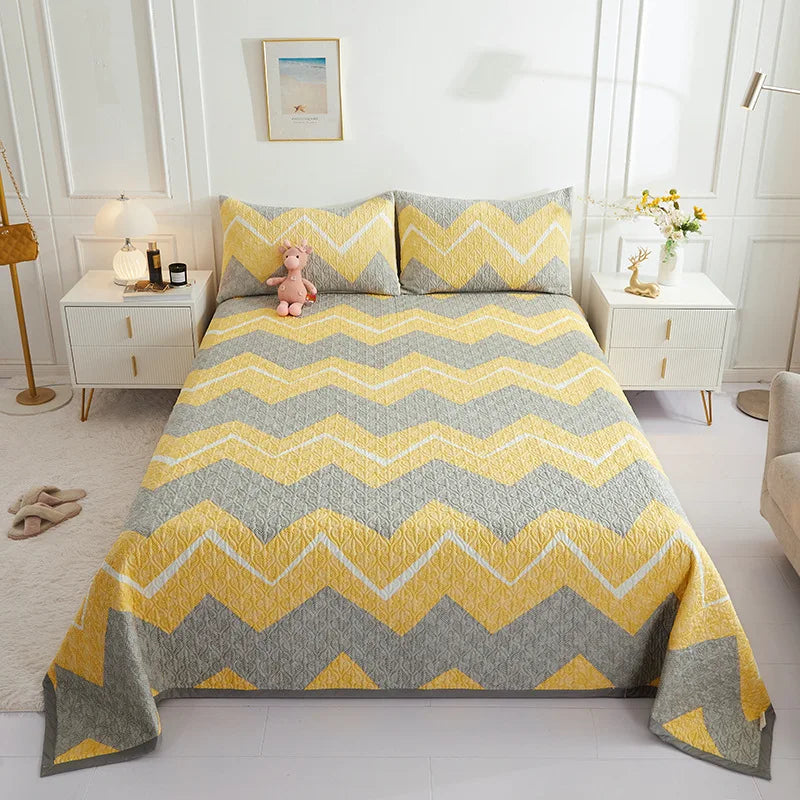 Afralia™ Cotton Double Bedspread Set with Floral Design for Healthy Home Bed Decor