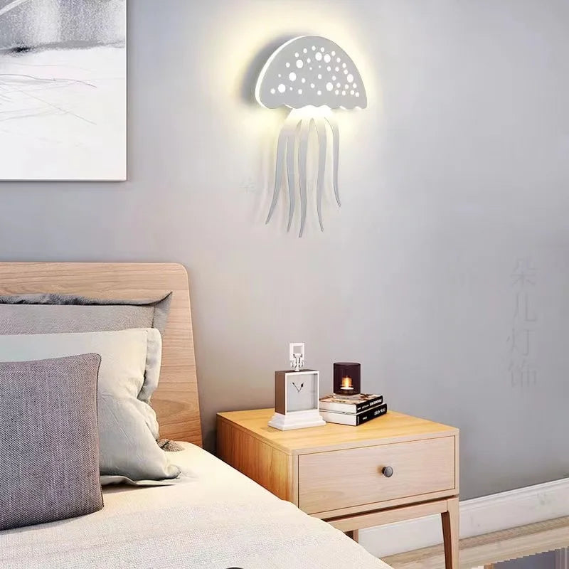 Afralia™ LED Jellyfish Wall Lamp for Modern Indoor Decor, Nordic Bedside Sconce