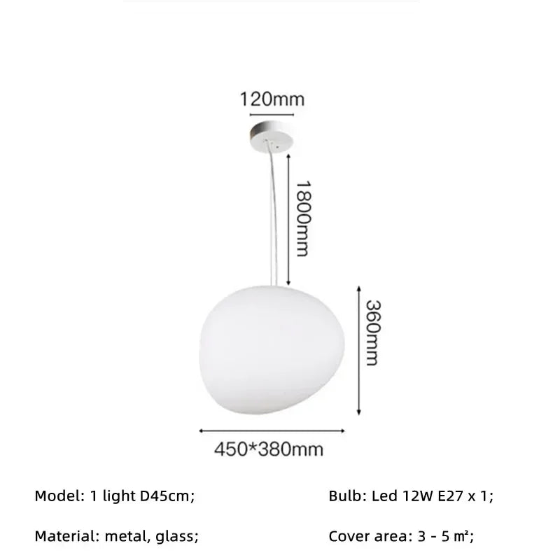 Afralia™ Nordic Villa White Glass Pendant Lights Led Chandelier - Modern Simple Suspend Lamp