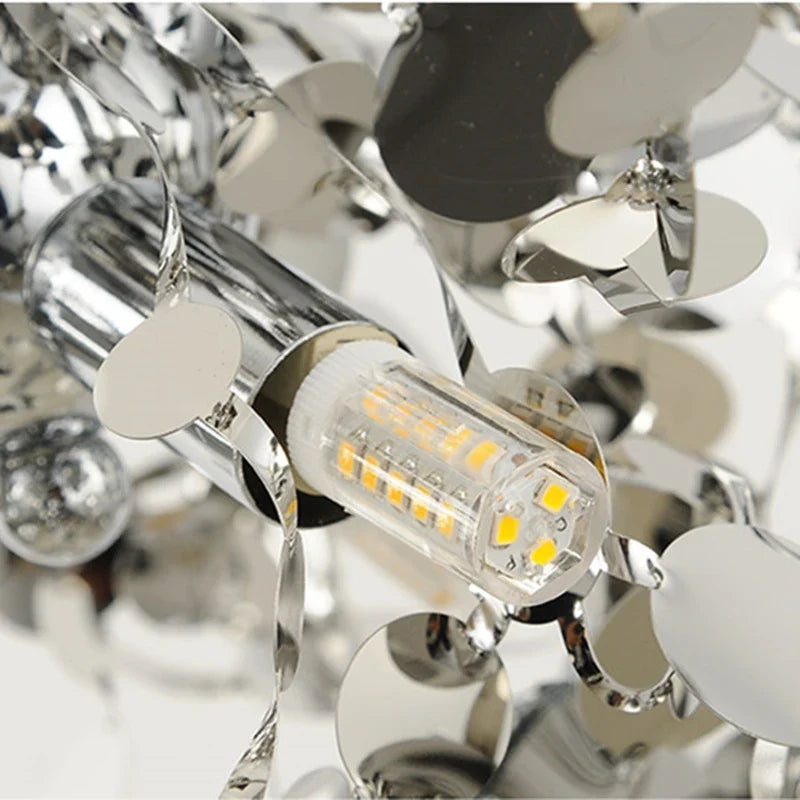 Afralia™ Chrome Leaf LED Chandelier for Elegant Indoor Lighting