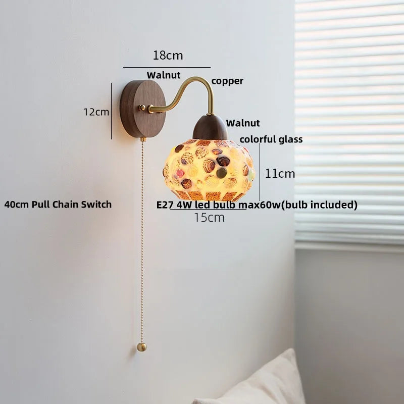 Afralia™ Tiffany Style Glass LED Wall Light with Colorful Shell Design