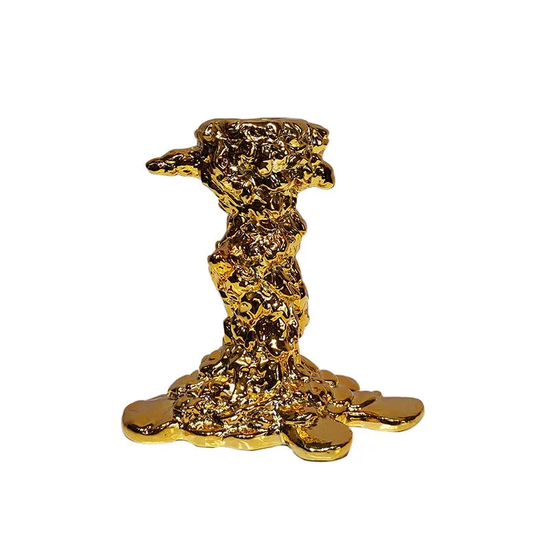 Afralia™ Golden Candlestick Holder Resin Plated Wedding Centerpiece