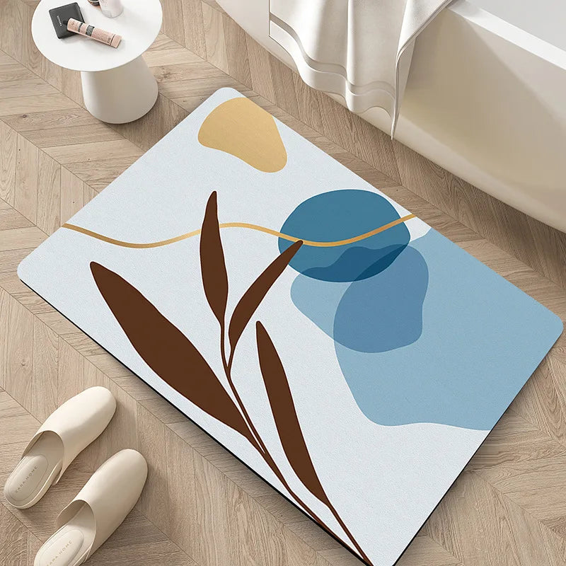 Afralia™ Nordic Abstract Diatom Ooze Toilet Mat - Super Absorbent, Anti-slip Bathroom Rug