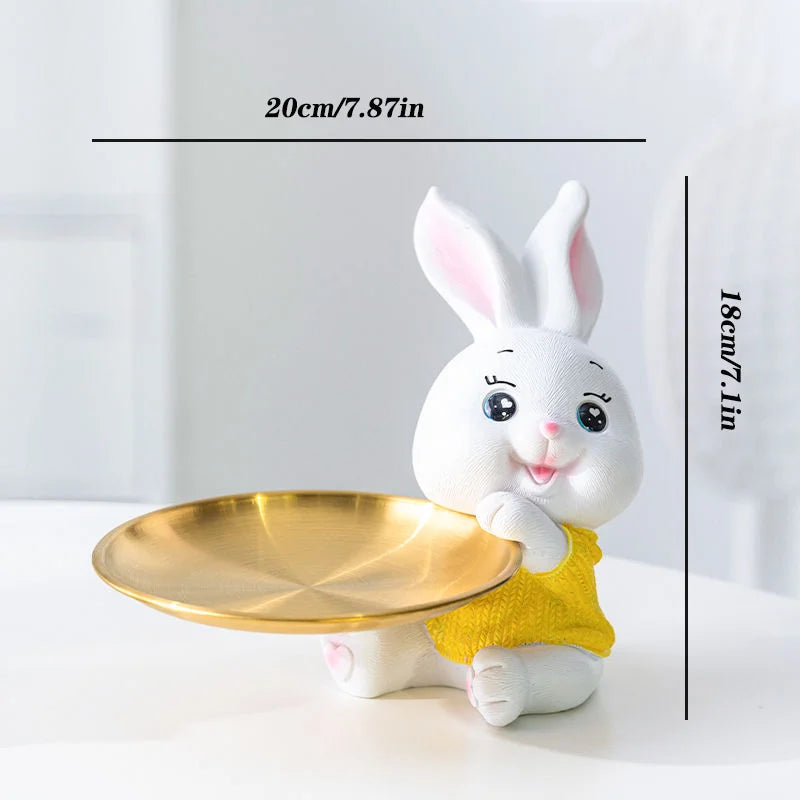 Afralia™ Rabbit Figurine Bunny Ornament Home Decor Animal Statue Modern Sculpture Shelf