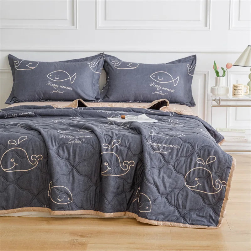 Afralia™ Nordic Printed Cooling Comforter Bedding for Adults- Soft Single Double Blankets