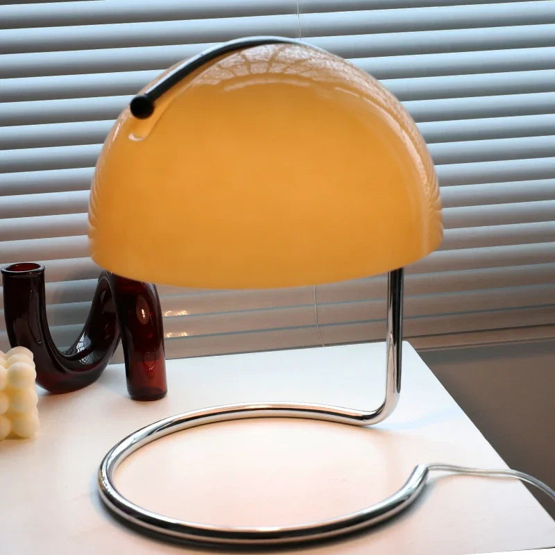 Afralia™ Nordic Bauhaus Yellow Glass Table Lamp - Bedroom Bedside Atmosphere Light