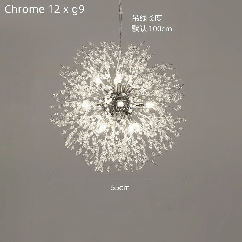Afralia™ Dandelion Crystal Ceiling Lamp Chandelier for Bedroom Dining Room Kitchen Island