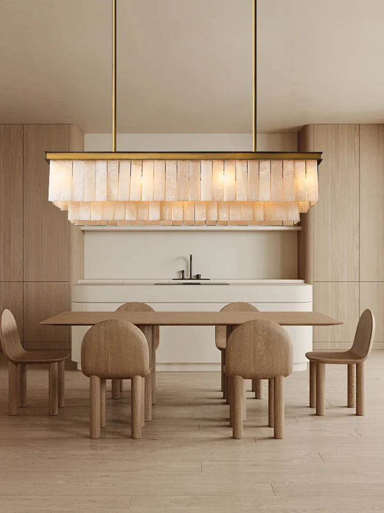 Afralia™ Marble Bronze Copper Chandelier: Modern Luxury Rectangle Dining Table Decor.