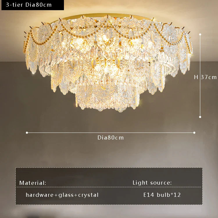 Afralia™ Modern French Crystal Glass Ceiling Lamp Home Appliance Light Fixture