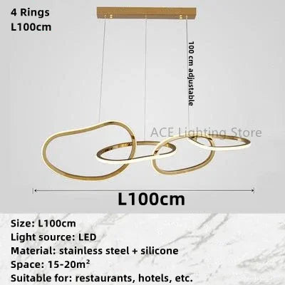 Afralia™ Gold LED Ring Ceiling Chandelier: Modern Luxury for Bar, Hotel, Bedroom & Restaurant