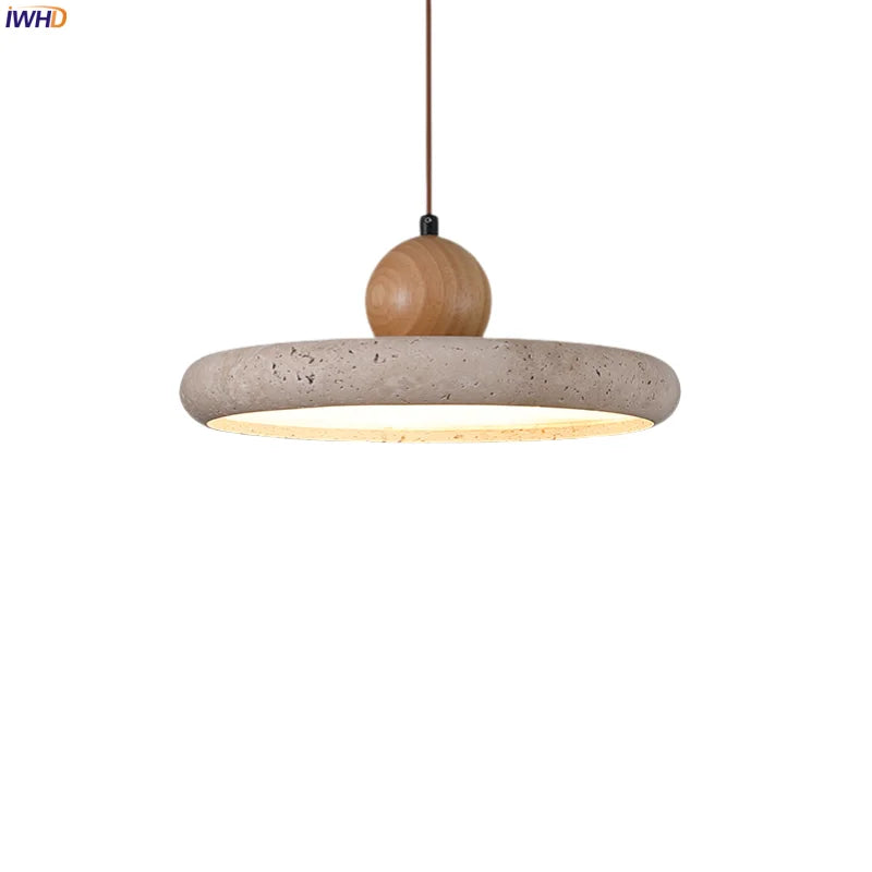 Afralia™ Vintage Yellow Travertine LED Pendant Lamp for Home Décor