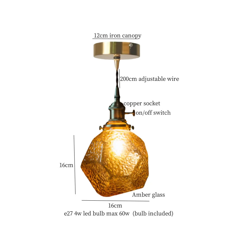 Afralia™ Cracked Glass LED Pendant Light for Cafe Bar Kitchen Living Room
